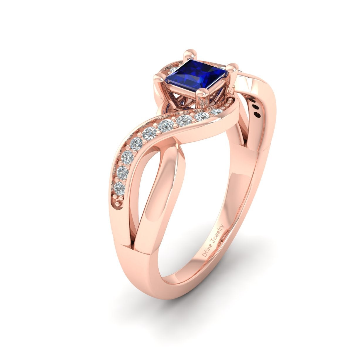 Natural Sapphire Infinity Engagement Ring