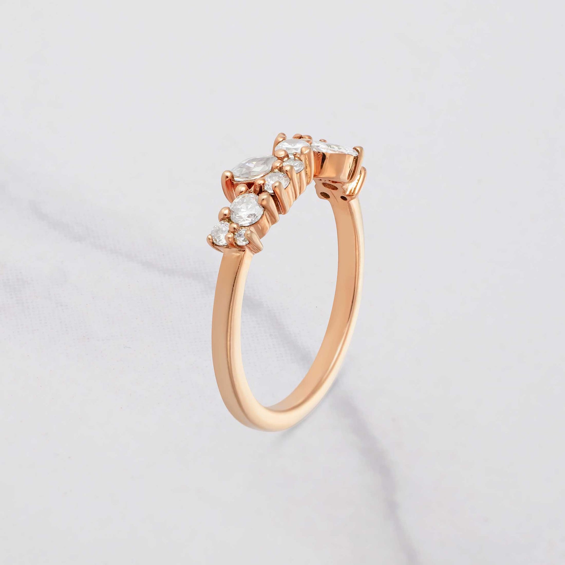 Vintage Wedding Band Moissanite Diamond Promise Anniversary Bands Rose Gold White Gold
