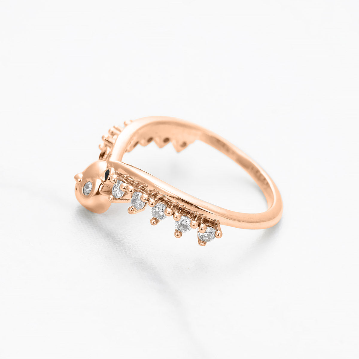 Panda Ring Enhancer Curved Wedding Band Panda Jewelry Stacking Moissanite Diamond Rose Gold White Gold Sterling Silver