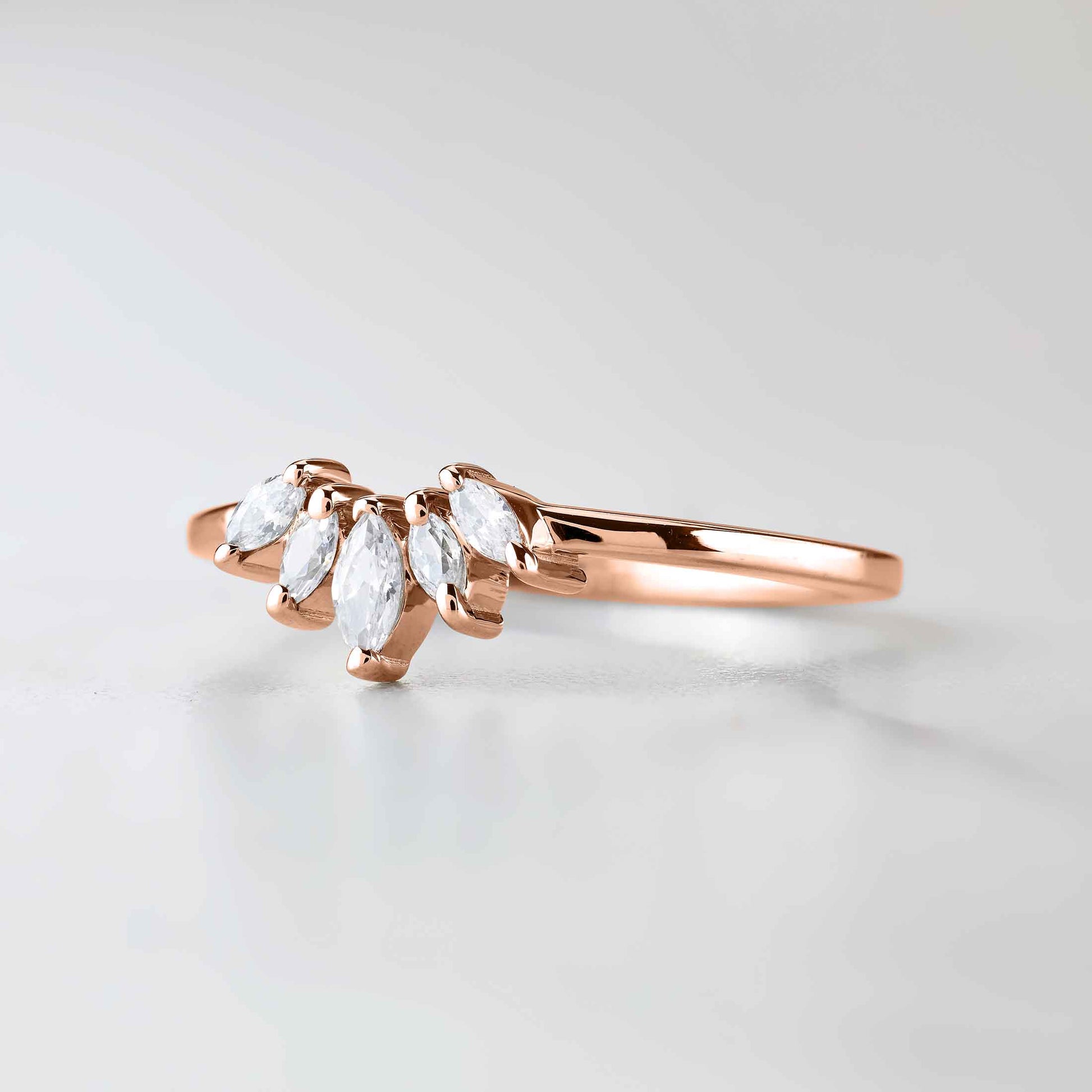 Tiara Wedding Band Marquise Cut AAA CZ Engagement Ring Enhancer