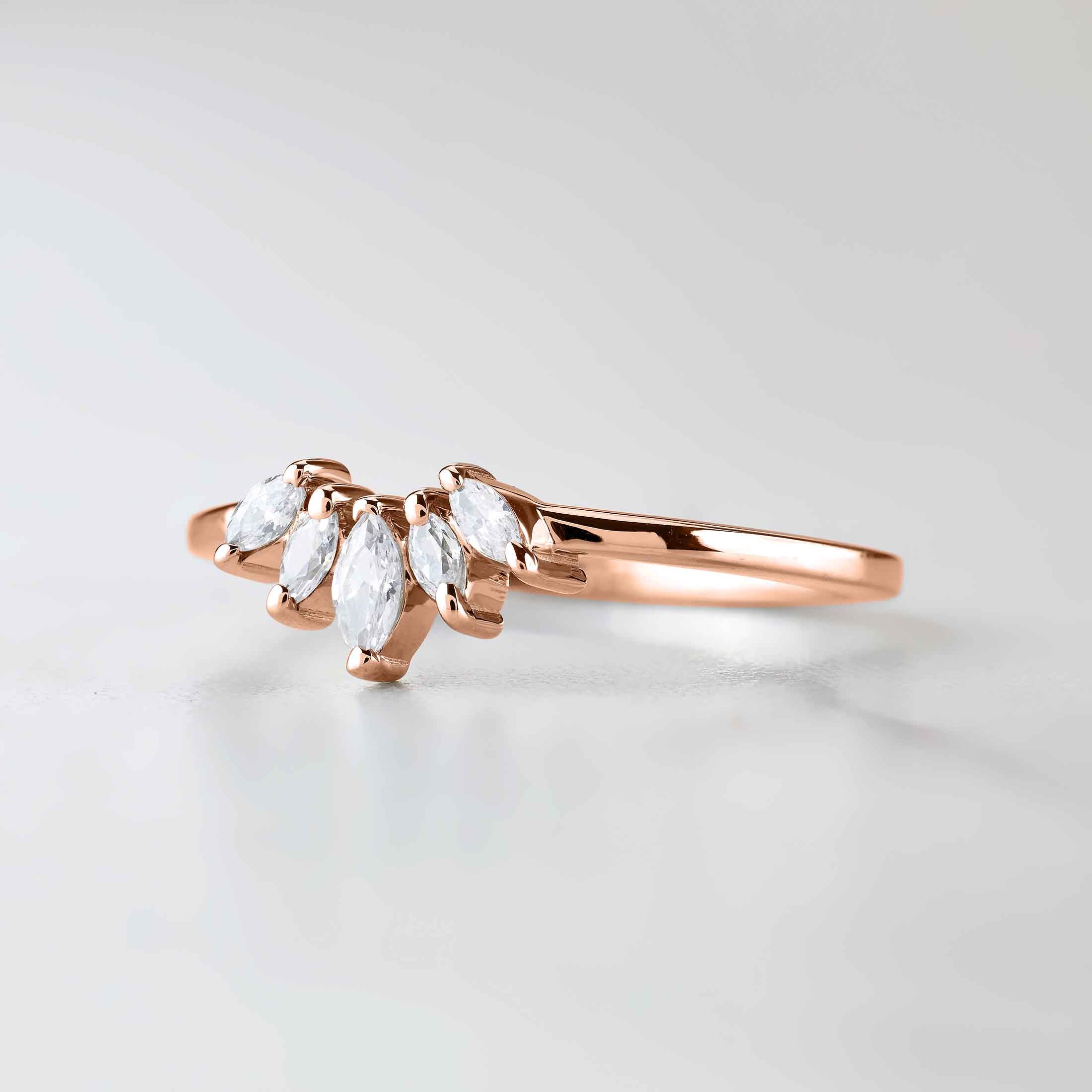 Tiara Wedding Band Marquise Cut AAA CZ Engagement Ring Enhancer