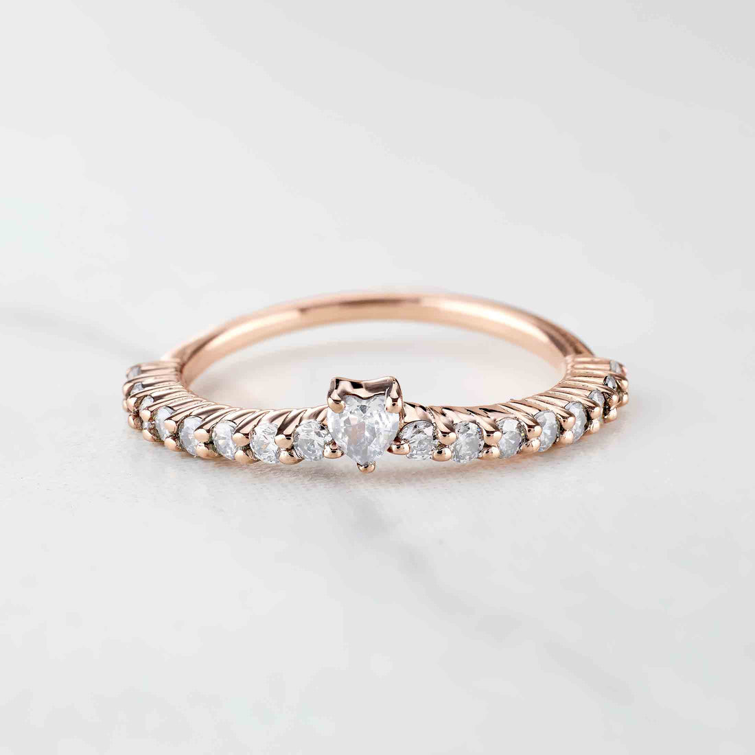 Heart Moissanite Wedding Band Promise Anniversary Ring for Her