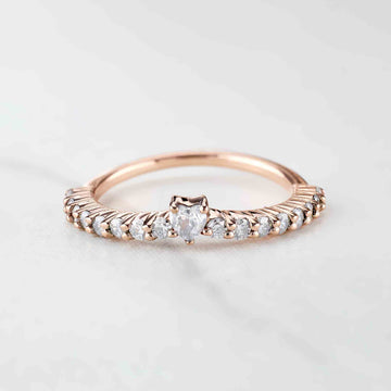 Heart Enhancer Wedding Band AAA CZ Diamond Promise Ring Rose Gold