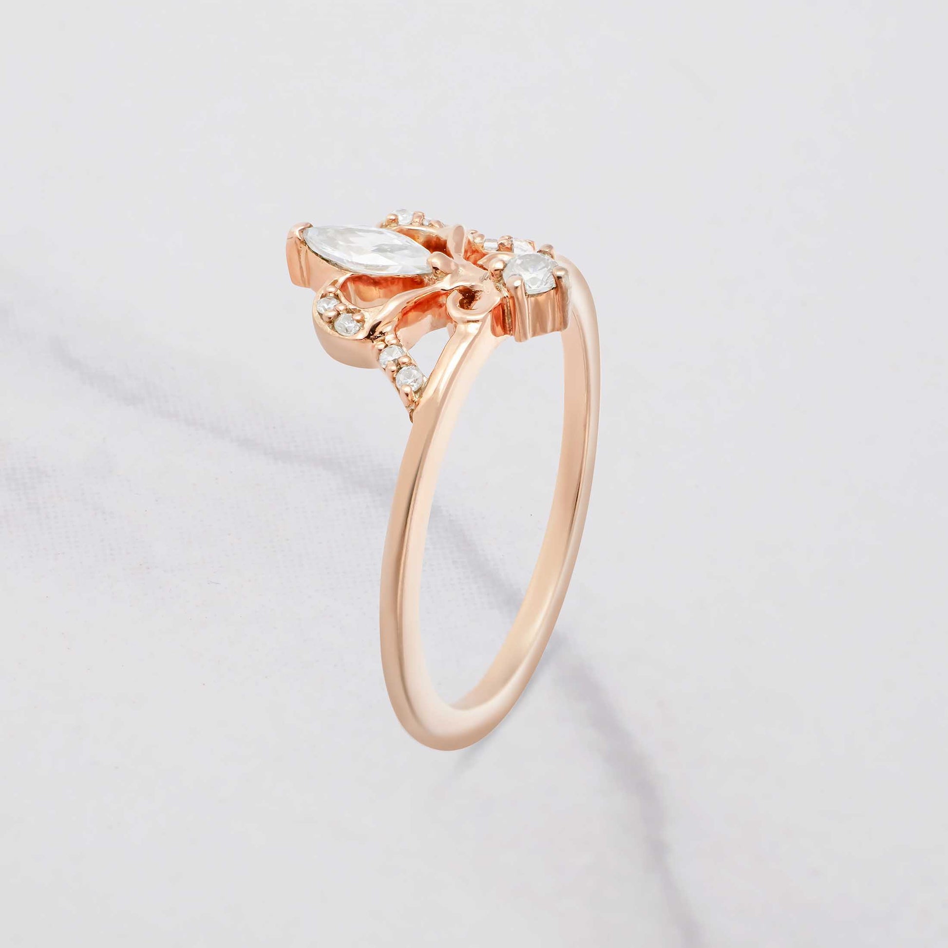 Tiara Wedding Ring Moissanite Diamond Vintage Engagement Rings Rose Gold White Gold