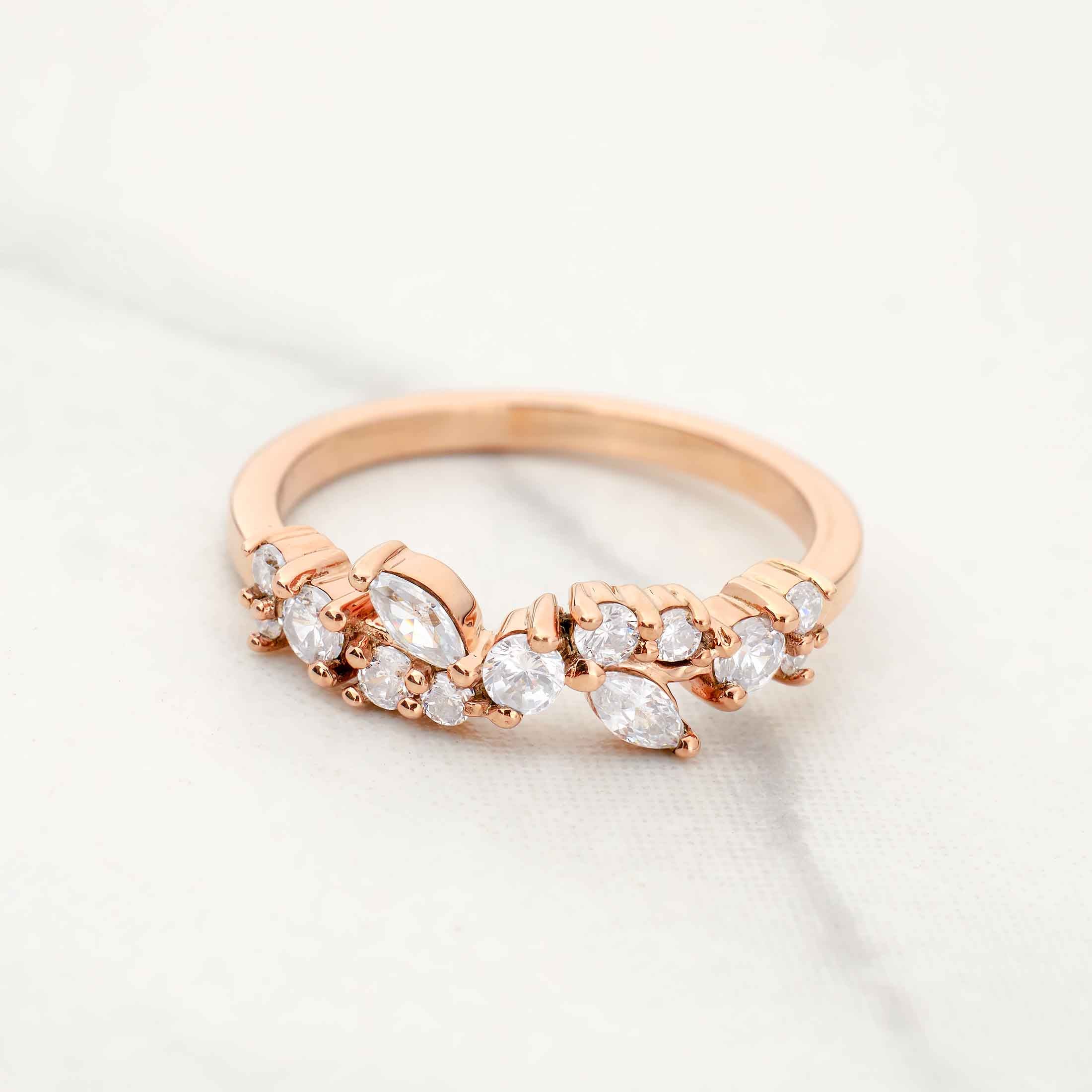 Vintage Wedding Band Moissanite Diamond Promise Anniversary Bands Rose Gold White Gold