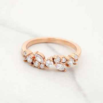Vintage Wedding Band Moissanite Diamond Promise Anniversary Bands Rose Gold White Gold