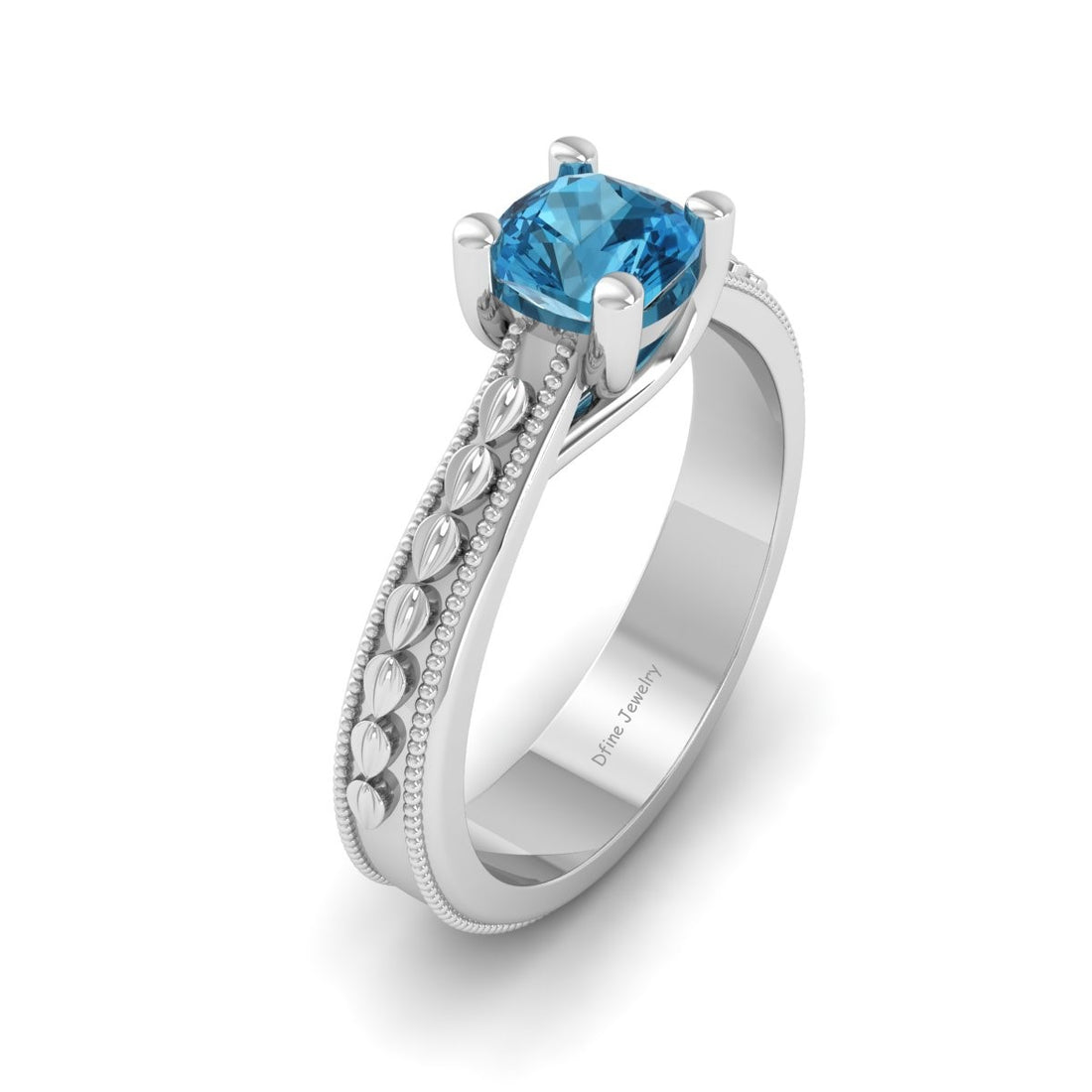 AQUA DIAMOND SOLITAIRE RING
