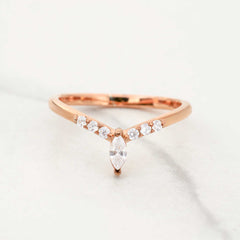 CZ Diamond Enhancer Ring Curved Wedding Band White Gold