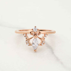 Moissanite Diamond Tiara Ring Unique Dainty Engagement Rings