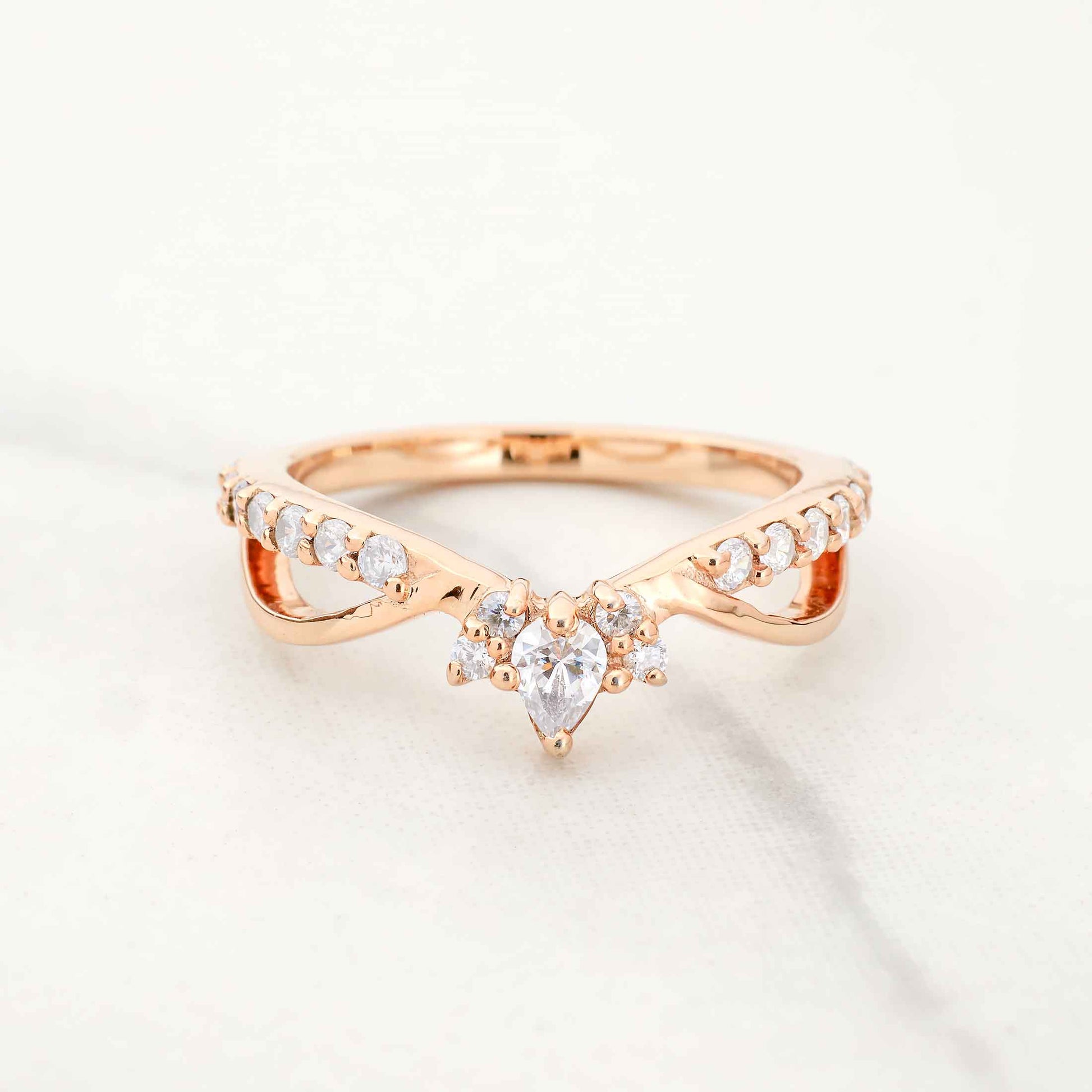 Fancy Ring Enhancer Moissanite Diamond Curved Wedding Band Stacking Rose Gold White Gold