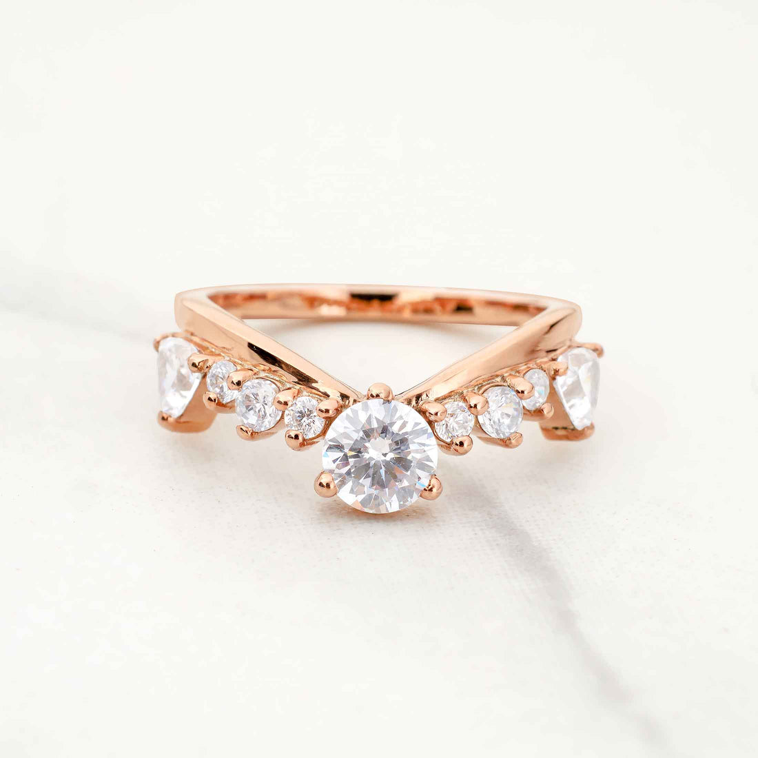 Moissanite Diamond Ring Enhancer Curved Wedding Band Rose Gold White Gold Stacking