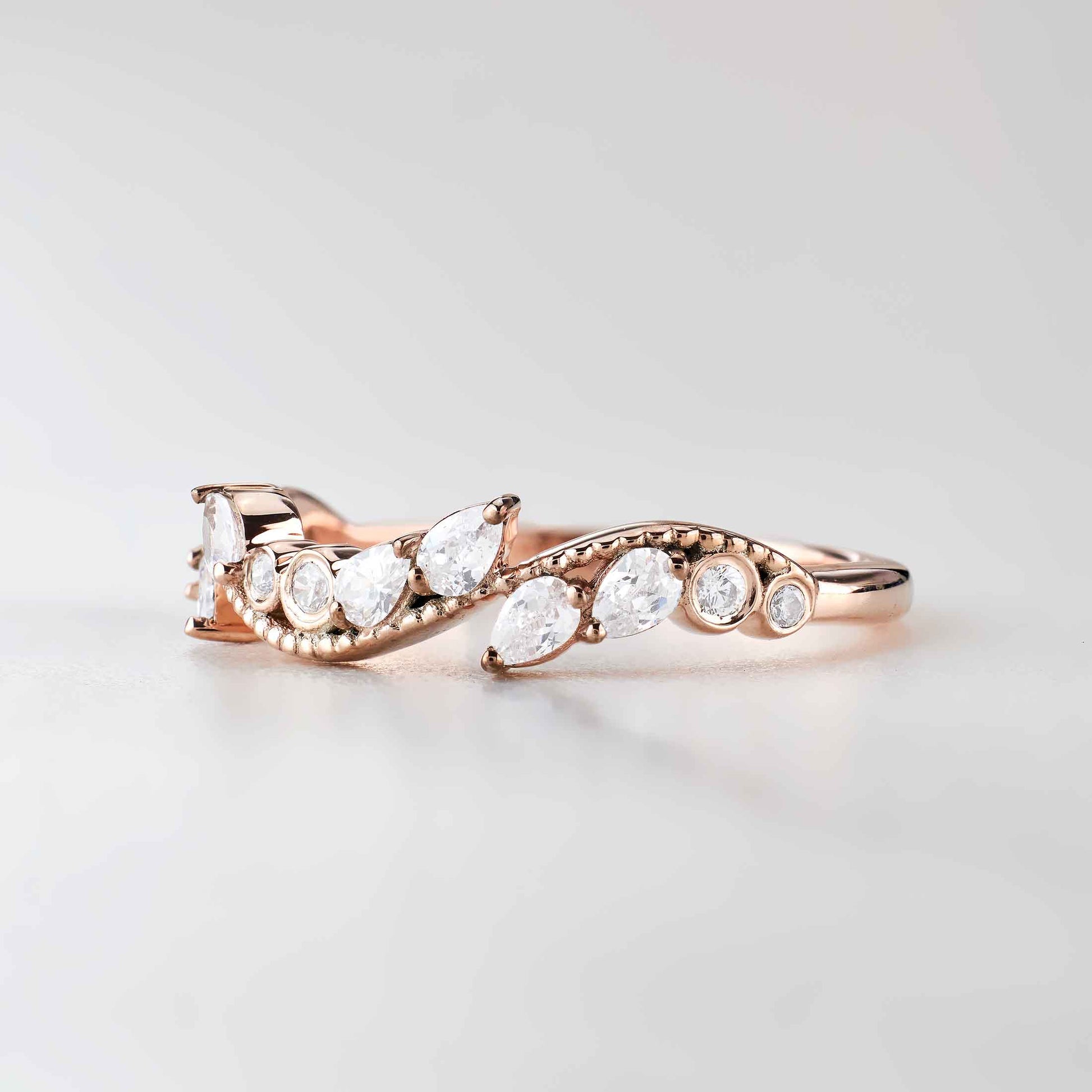 CZ Diamond Wedding Band Engagement Ring Enhancer Art Deco Jewelry