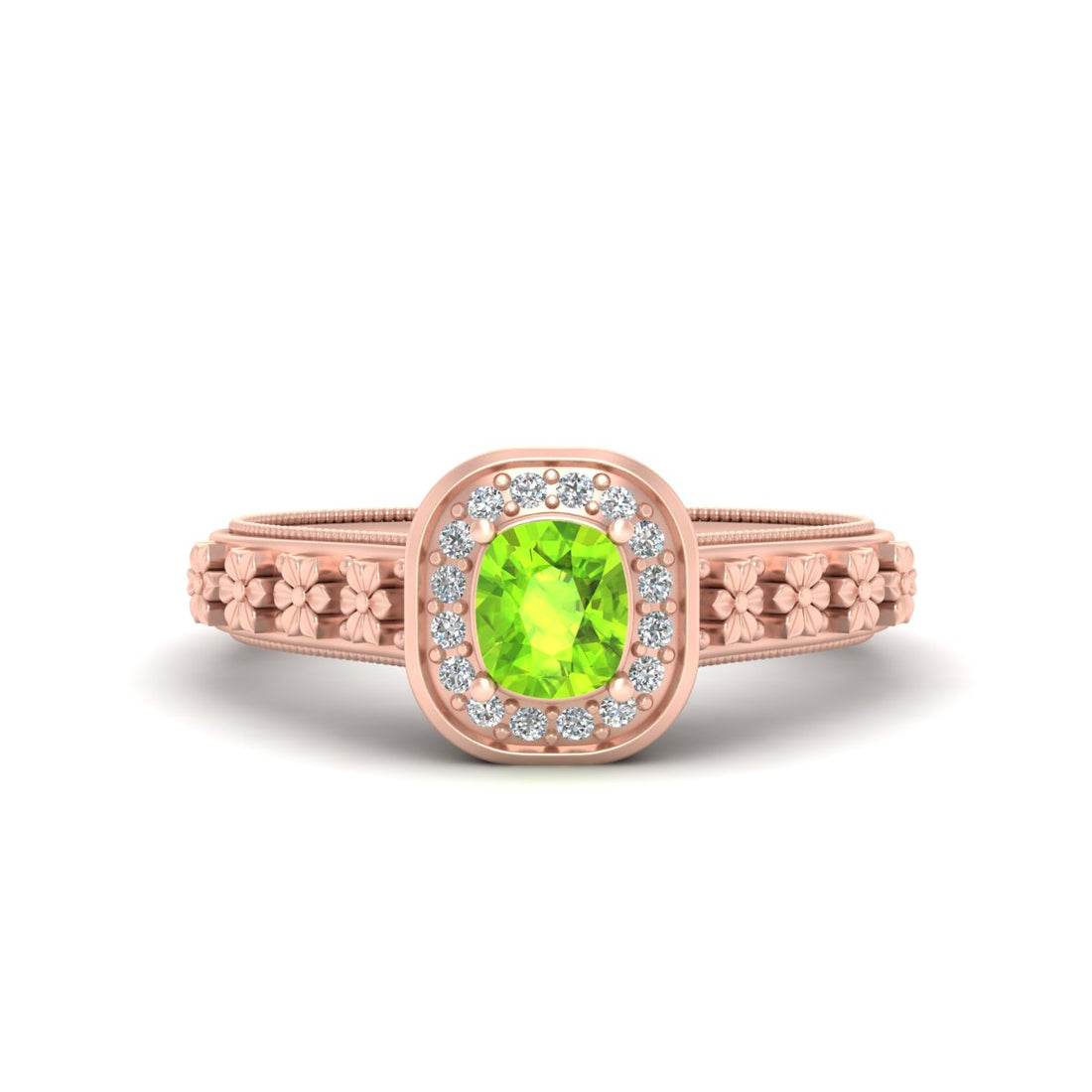 PERIDOT HALO DIAMOND RING