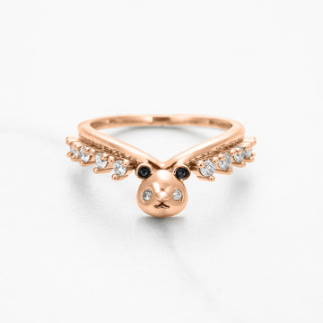 Panda Ring Enhancer Curved Wedding Band Panda Jewelry Stacking Moissanite Diamond Rose Gold White Gold Sterling Silver