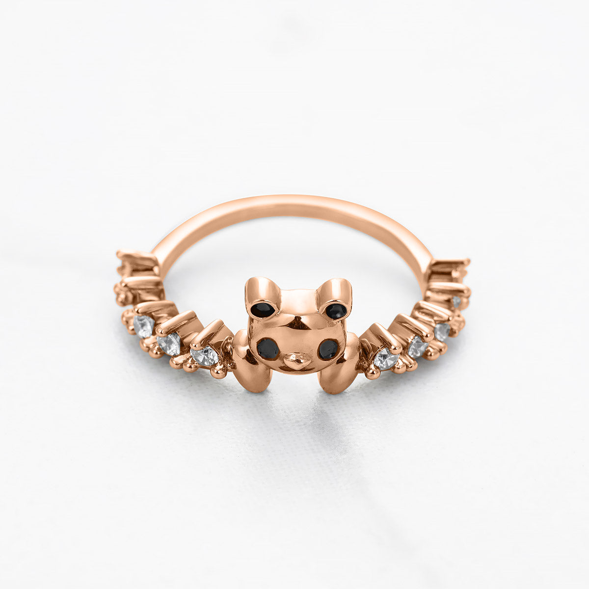 Panda Ring Moissanite Diamond Stacking Wedding Band Panda Jewelry Sterling Silver Rose Gold White Gold