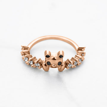 Panda Ring Moissanite Diamond Stacking Wedding Band Panda Jewelry Sterling Silver Rose Gold White Gold