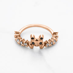 Moissanite Panda Ring Rose Gold Panda Jewelry Gift for Girlfriend