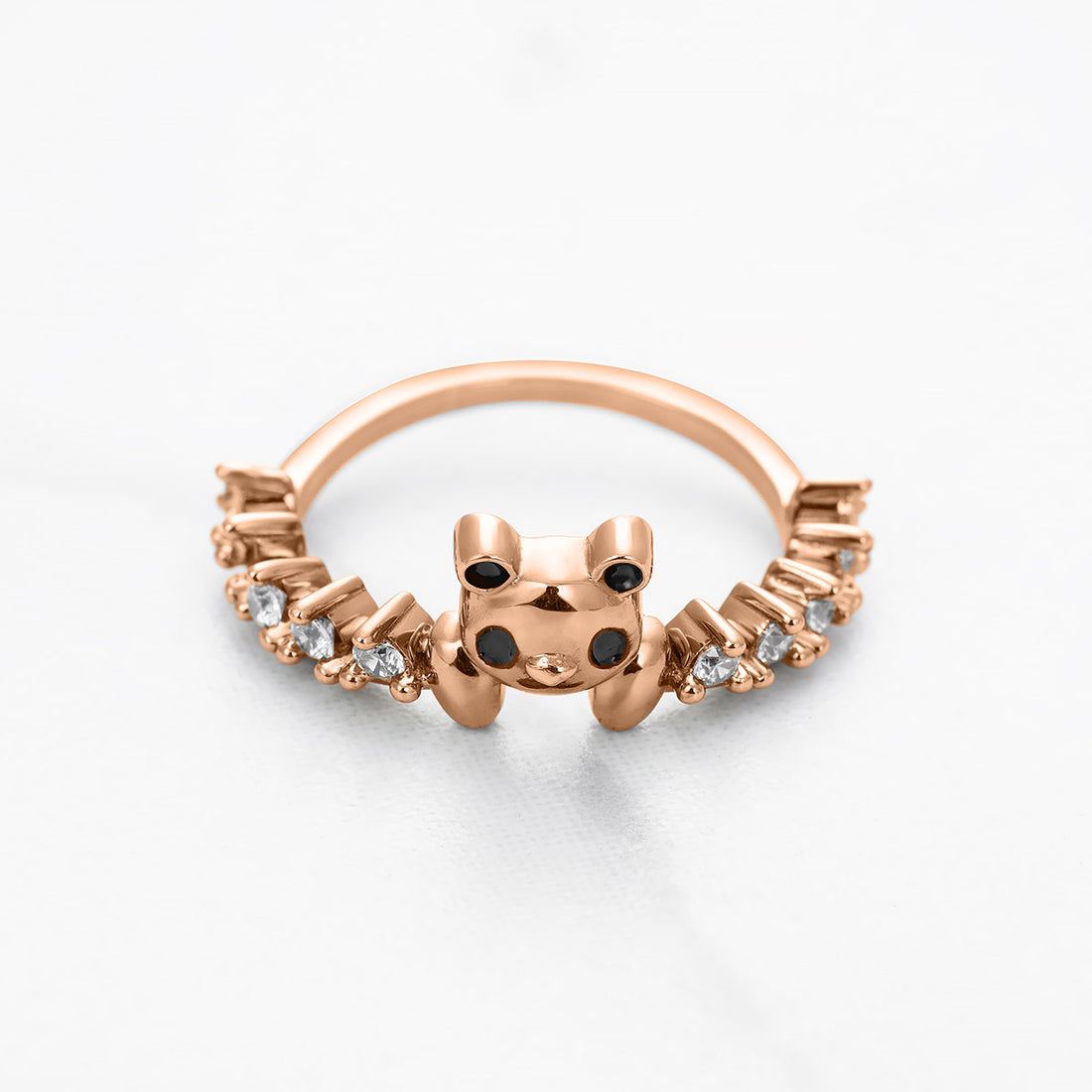 Panda Ring Diamond Stacking Wedding Band Panda Jewelry Sterling Silver Rose Gold White Gold