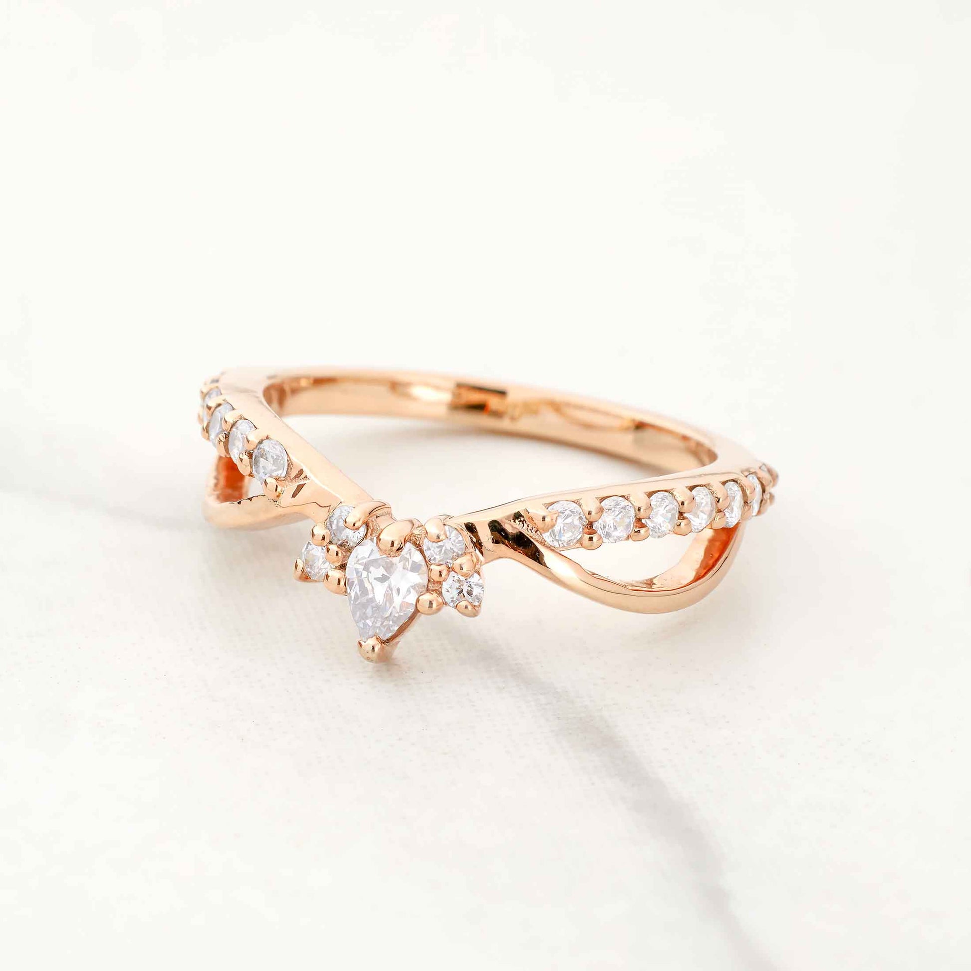 Fancy Ring Enhancer Moissanite Diamond Curved Wedding Band Stacking Rose Gold White Gold