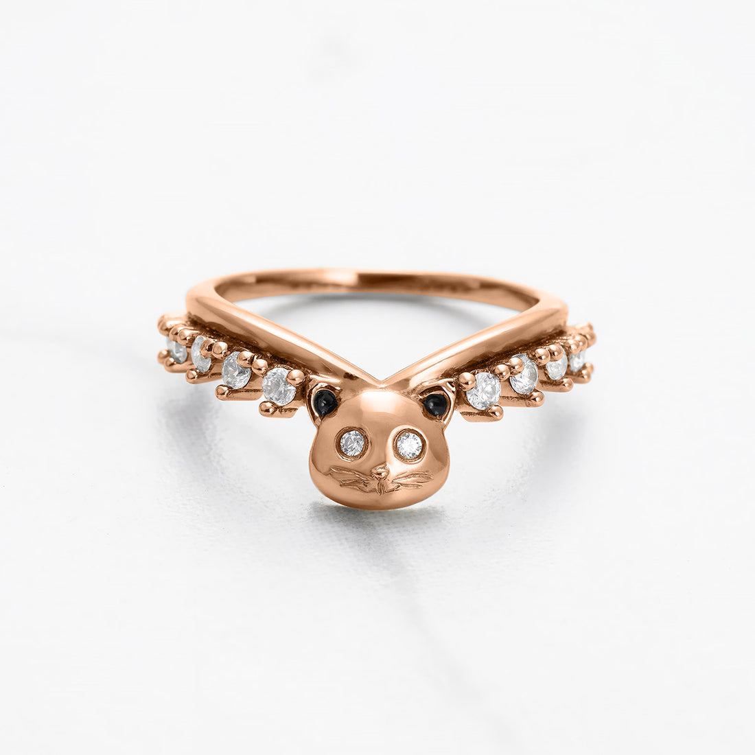 Cat Ring Enhancer Cute Kitty Cat Jewelry Moissanite Diamond Wedding Band Curved Stacking Silver Gold