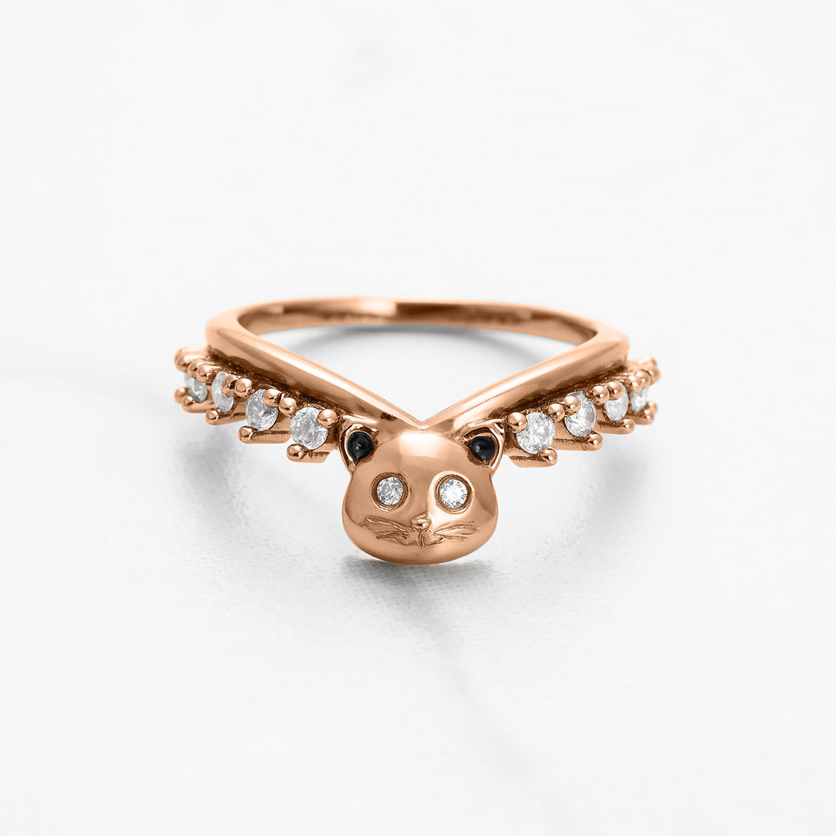 Cat Ring Enhancer Cute Kitty Cat Jewelry Moissanite Diamond Wedding Band Curved Stacking Silver Gold