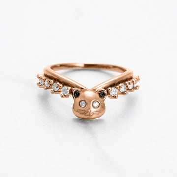 Cat Ring Enhancer Cute Kitty Cat Jewelry Moissanite Diamond Wedding Band Curved Stacking Silver Gold