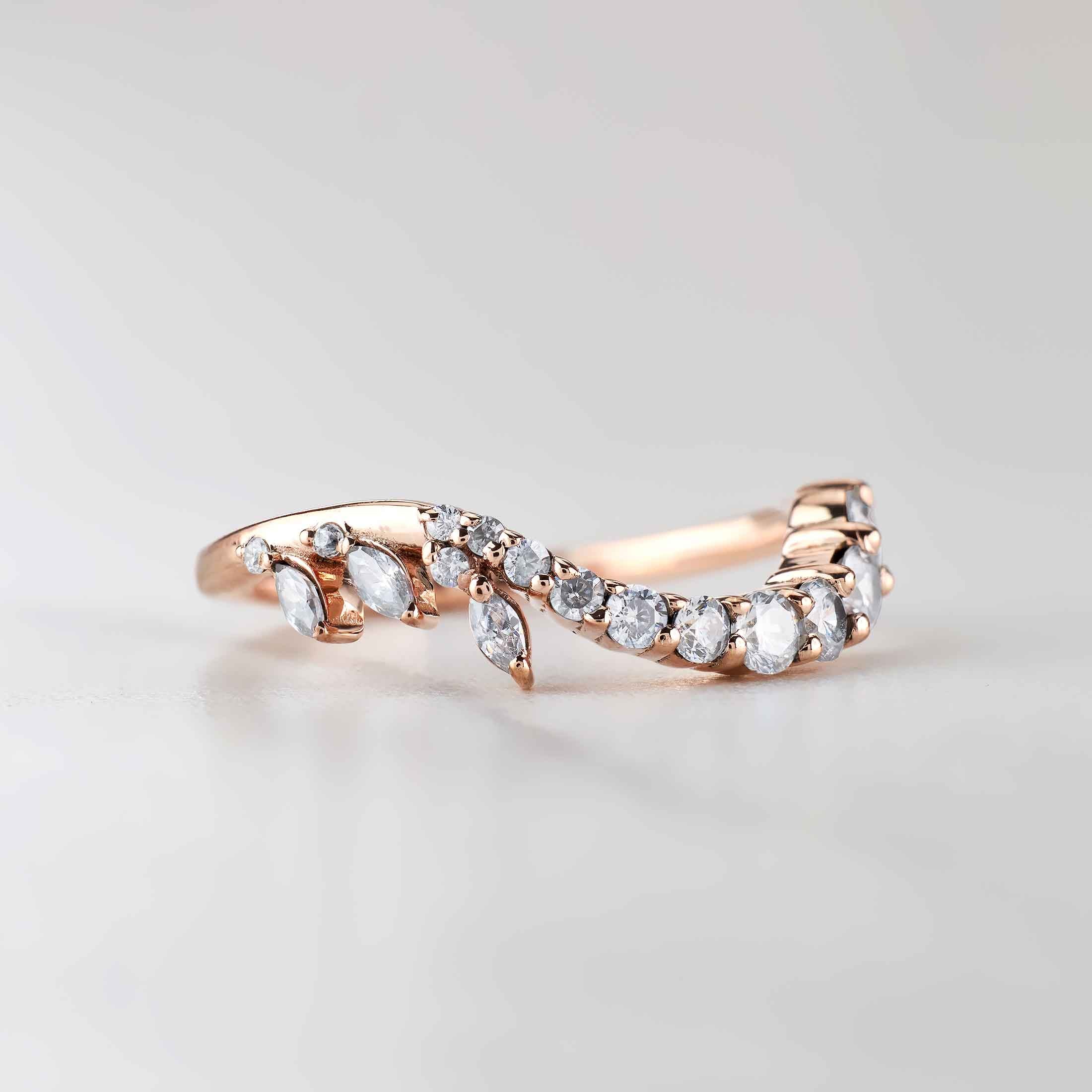 Ring Enhancer Wedding Band Women Engagement Stacking Curved 925 Sterling Silver