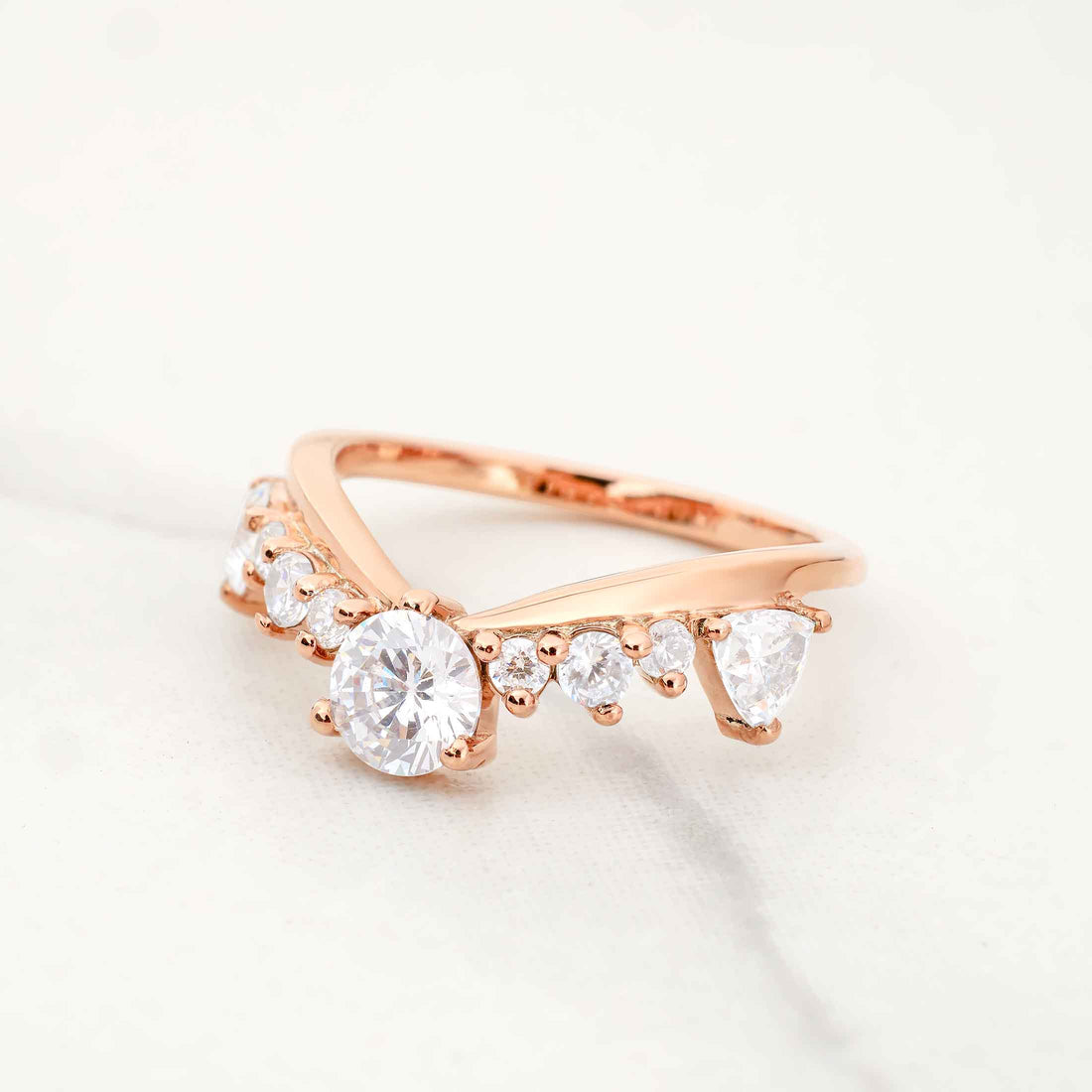 Moissanite Diamond Ring Enhancer Curved Wedding Band Rose Gold White Gold Stacking