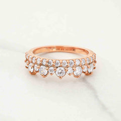 Moissanite Diamond Wedding Bands Rose Gold Engagement Band
