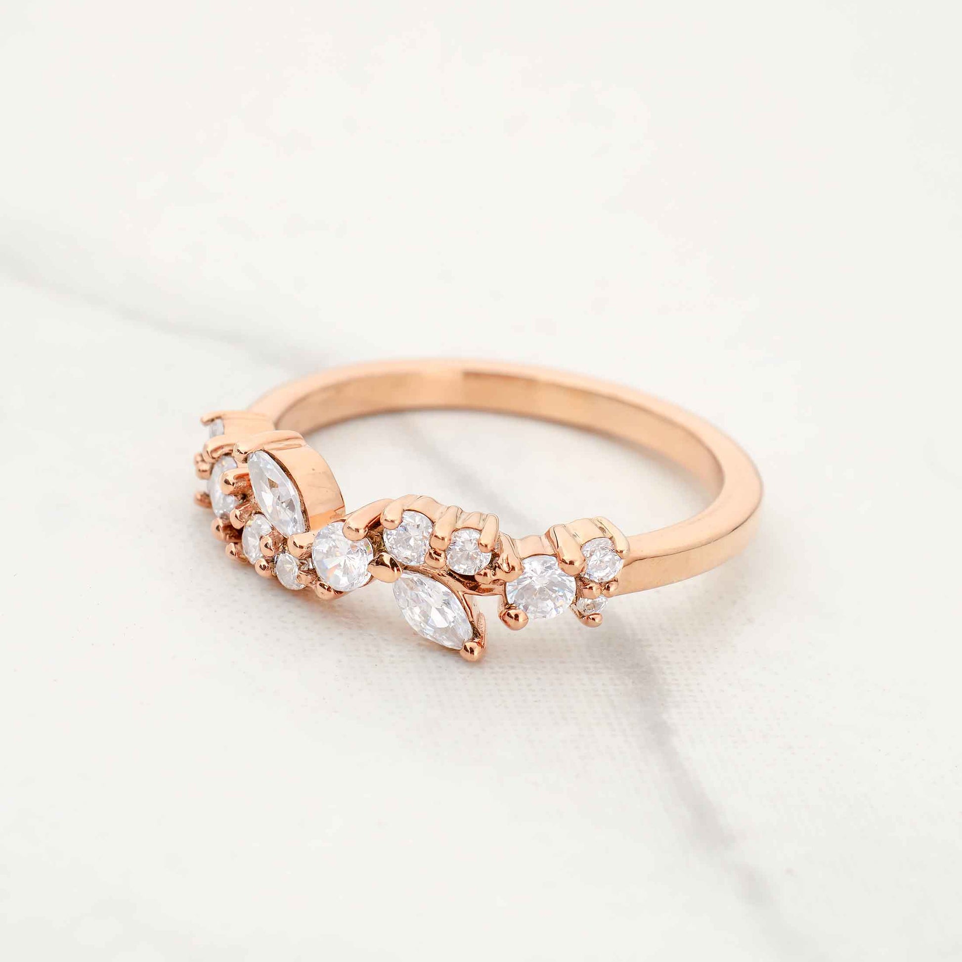 Vintage Wedding Band Moissanite Diamond Promise Anniversary Bands Rose Gold White Gold