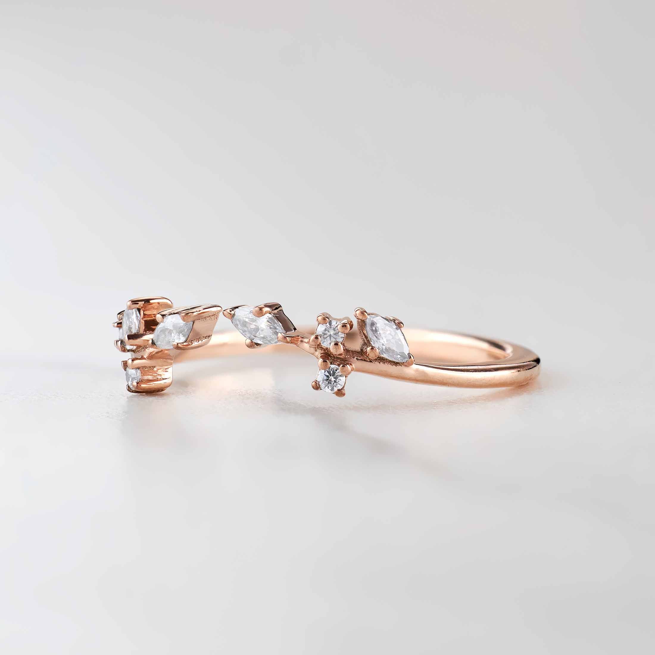 Open Ring Enhancer Wedding Band Women Art Deco AAA CZ 925 Sterling Silver