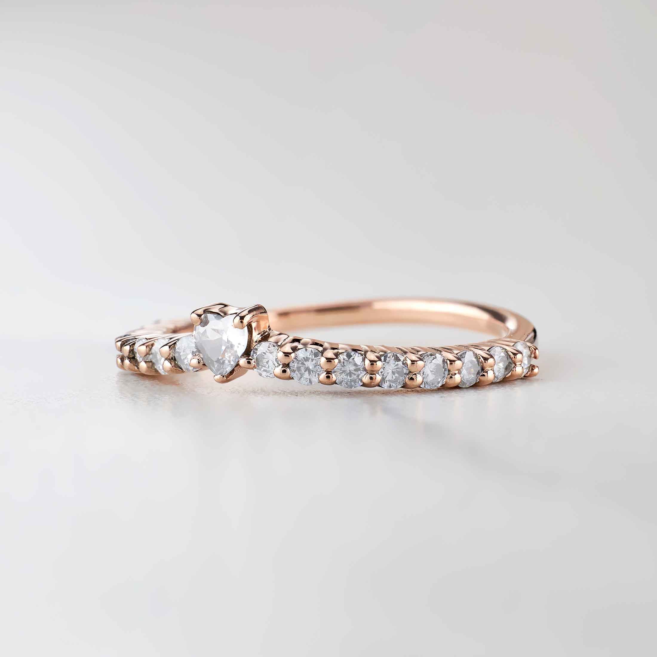 Heart Enhancer Wedding Band AAA CZ Diamond Promise Ring Rose Gold