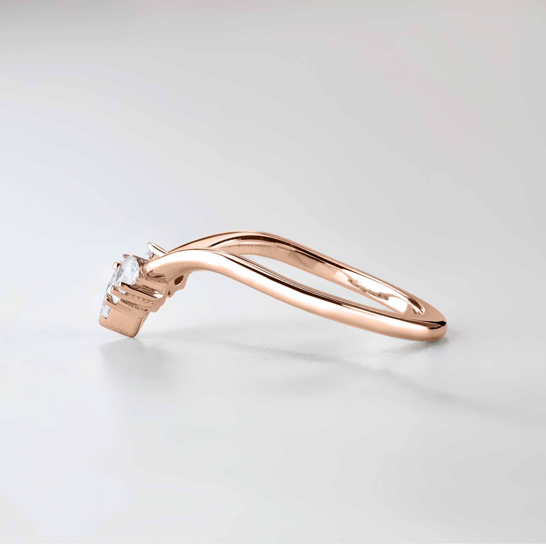 Diamond Wedding Ring Enhancer Engagement Ring Curved Stacking Rose Gold