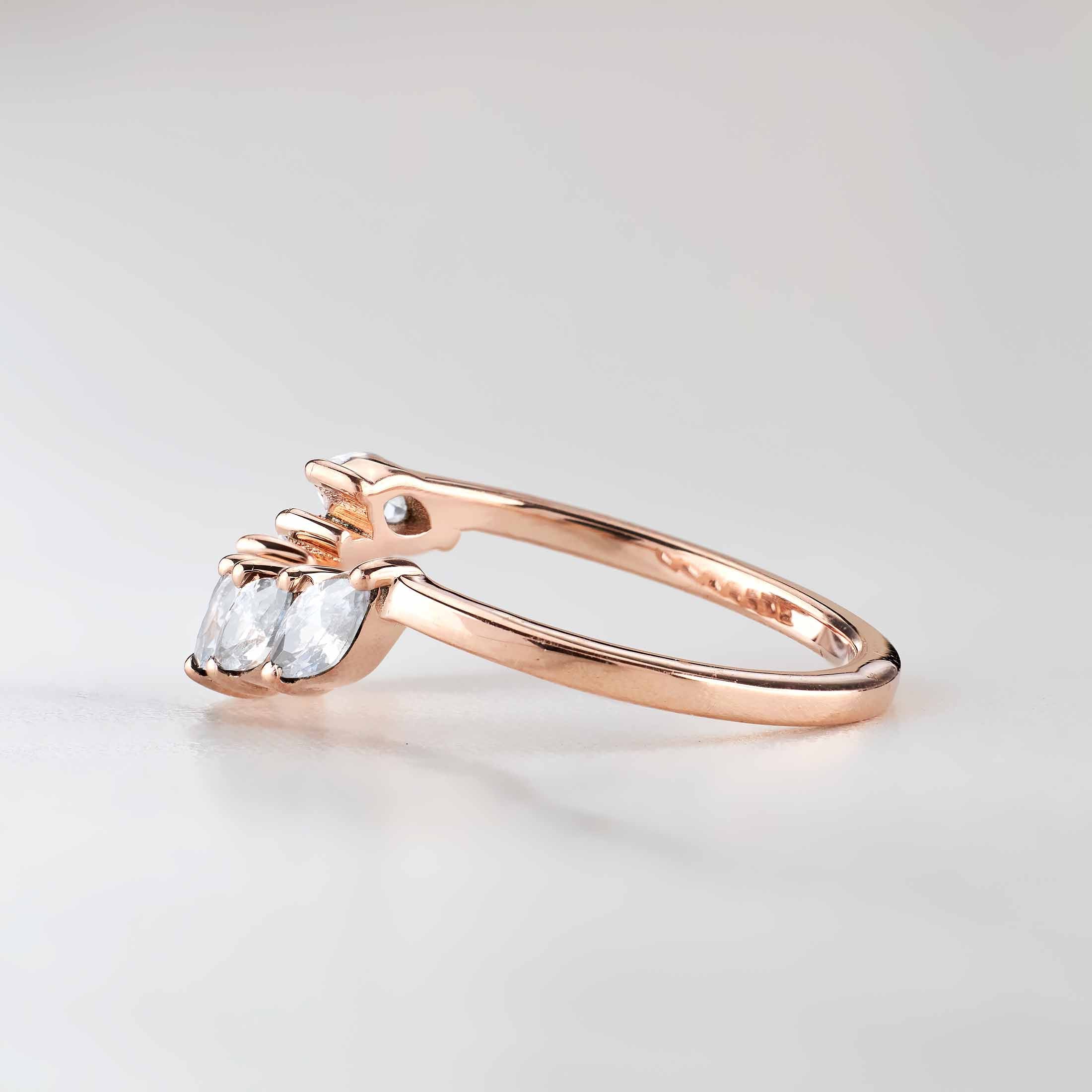 Marquise Curved Wedding Band Women Engagement Ring Enhancer Sterling Silver