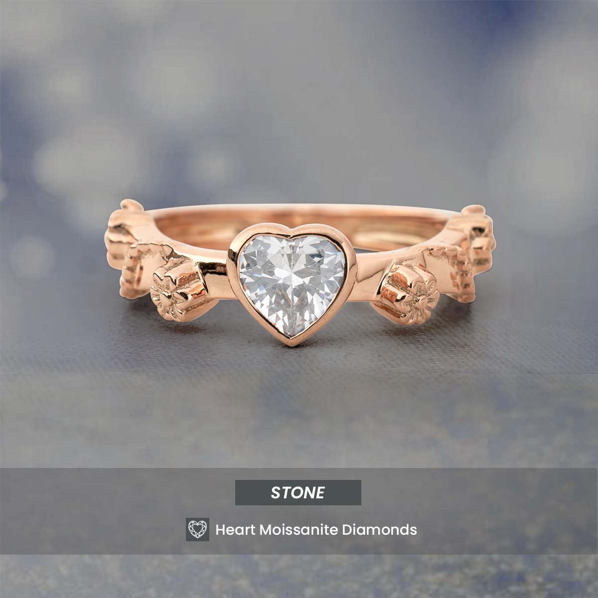 Solitaire Heart Moissanite Diamond Ring Proposal Ring Valentine's Day Gift Rose Gold Sterling Silver