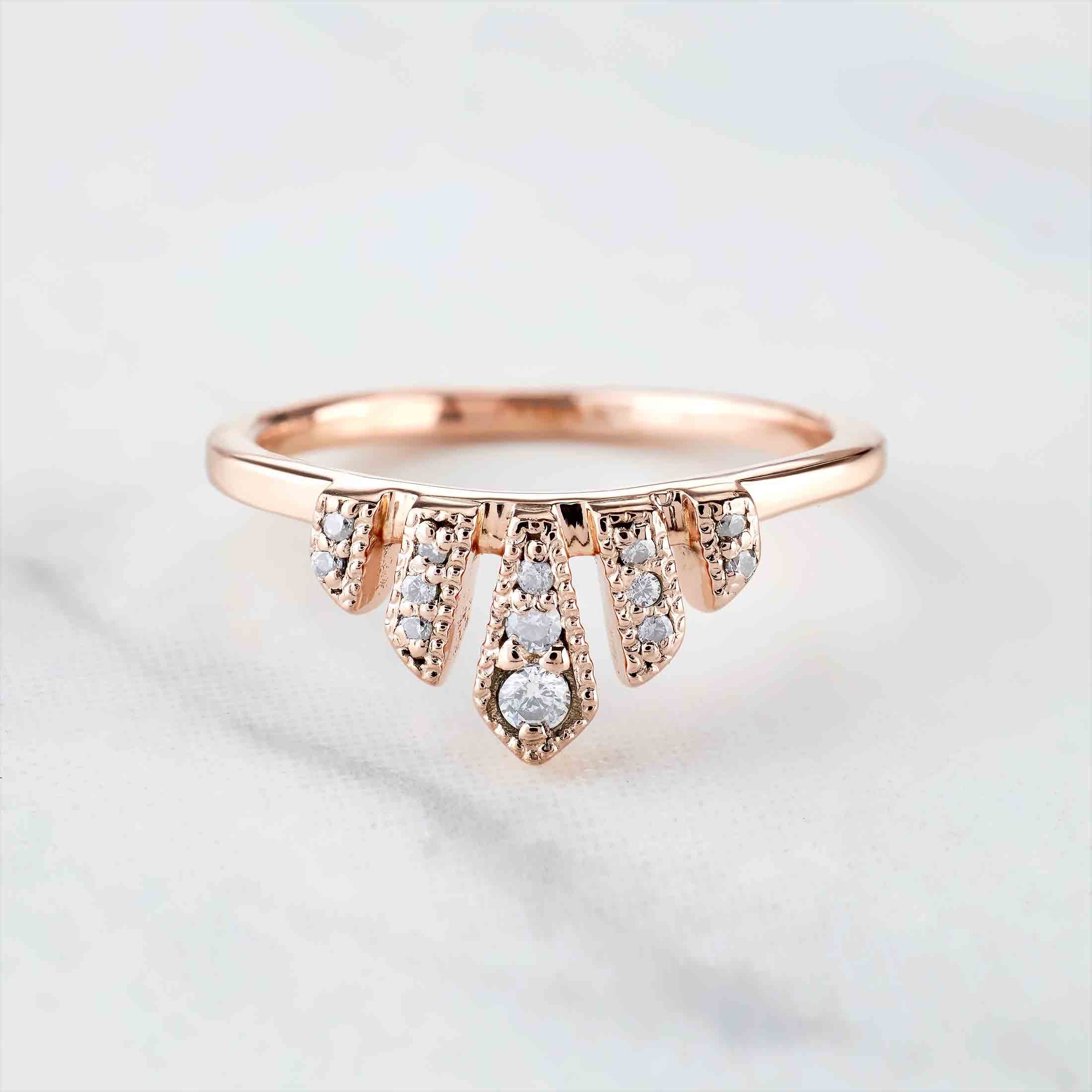 Tiara Engagement Ring Women Wedding Band AAA CZ Crown Promise Ring