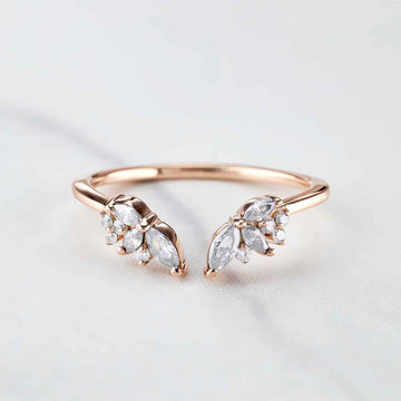 Open Ring Enhancer Cluster Moissanite Vintage Wedding Band
