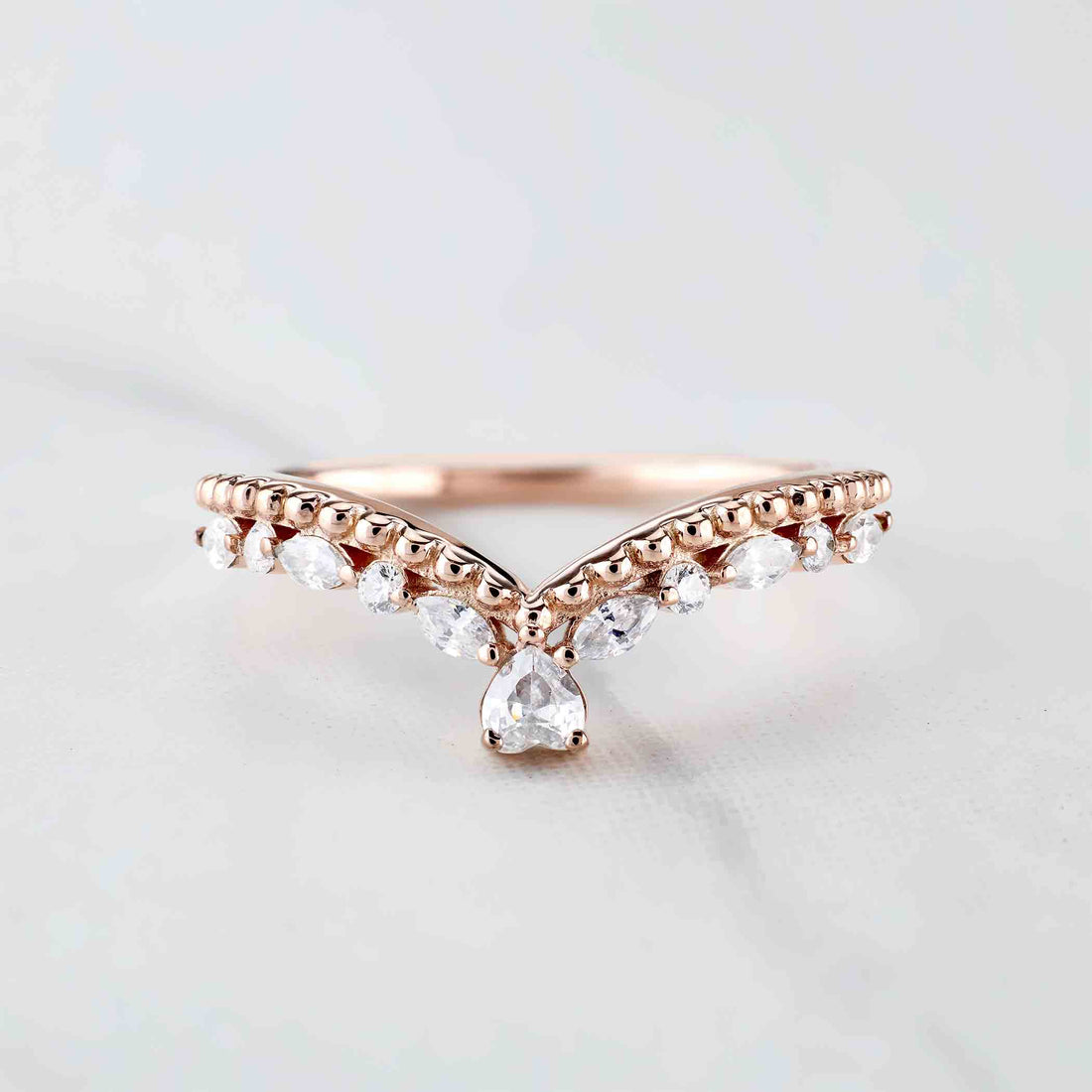 Heart Moissanite Ring Enhancer Guard Contour Wedding Band