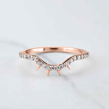 Thorny Curved Wedding Band Engagement Ring Enhancer Stack