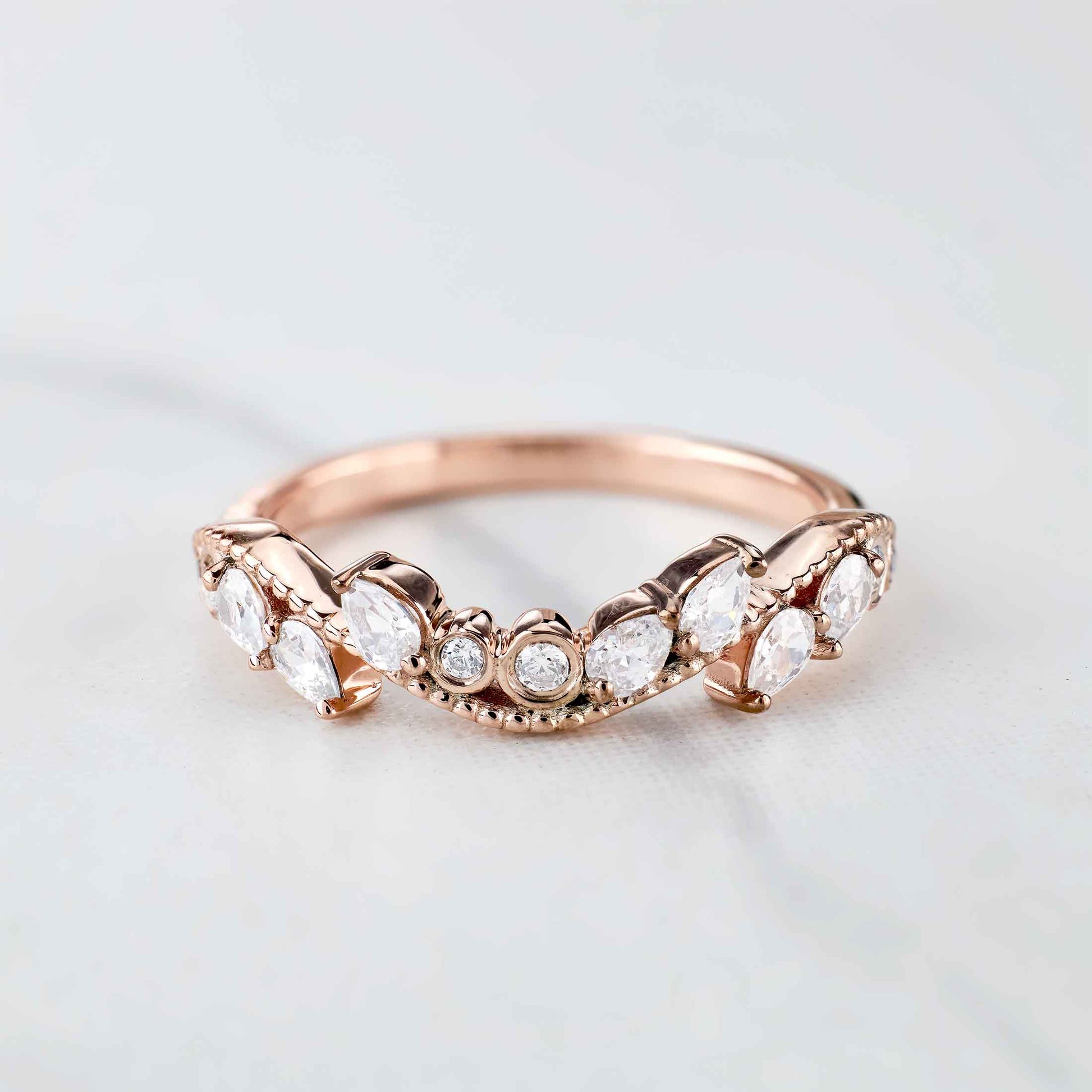 Teardrop Moissanite Wedding Band Ring Enhancer Art Deco Style