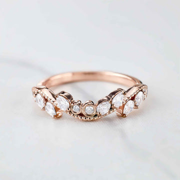 Teardrop Moissanite Wedding Band Ring Enhancer Art Deco Style