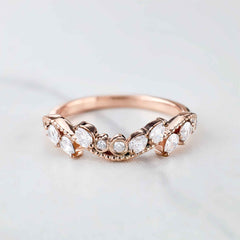 Teardrop Moissanite Wedding Band Ring Enhancer Art Deco Style