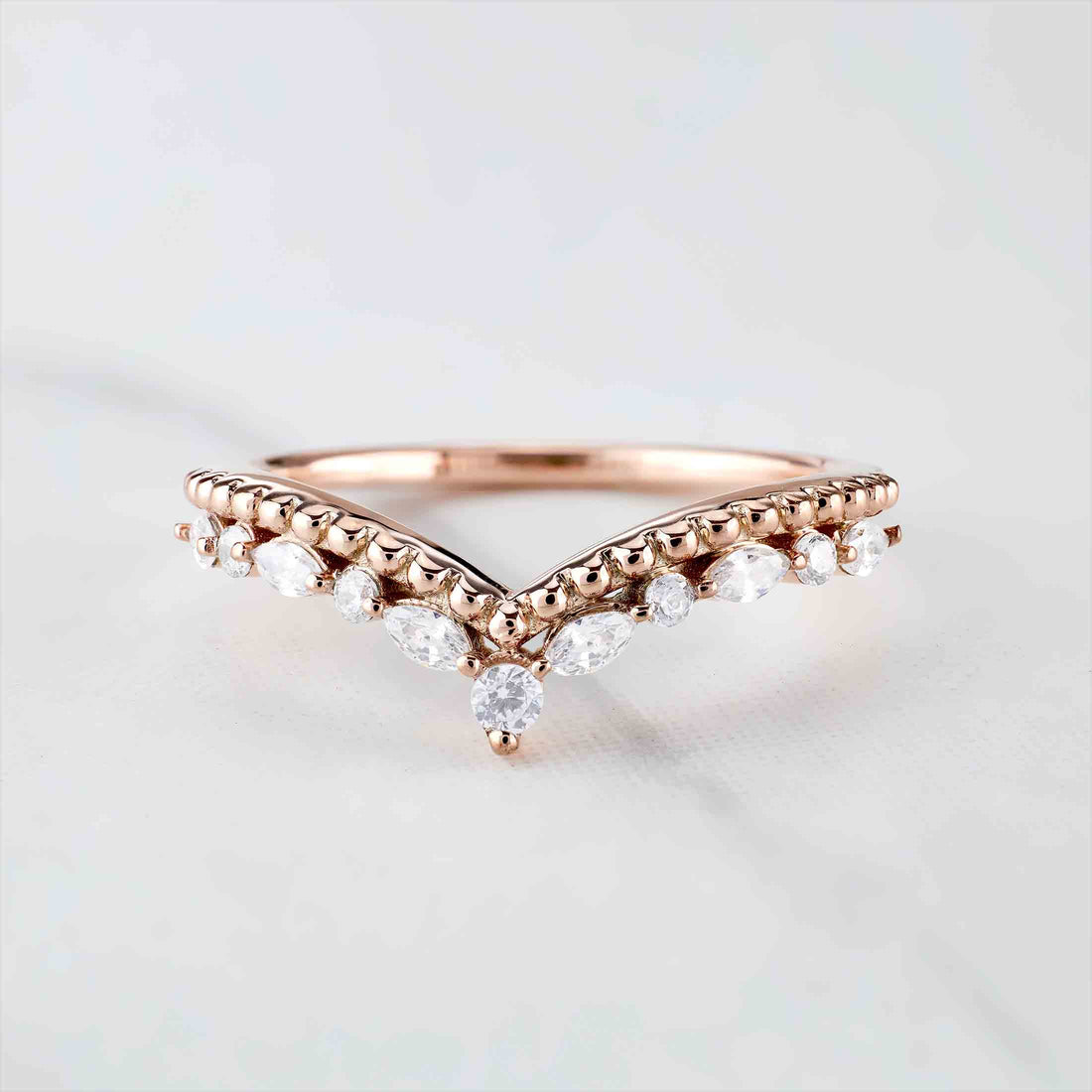 Vintage Wedding Ring Enhancer Moissanite Curved Stacking Band