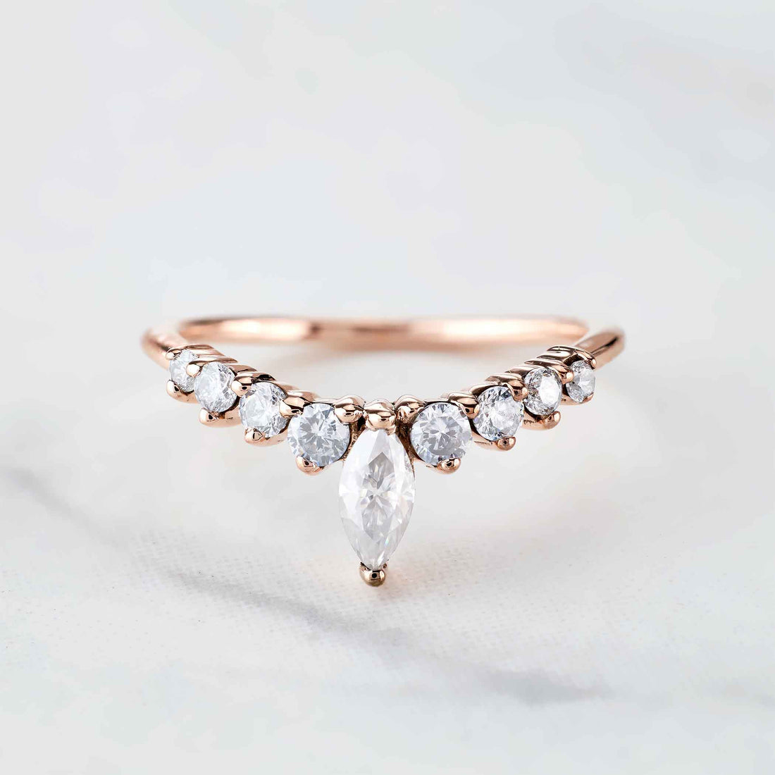 Moissanite Stacking Band Curved Wedding Ring Enhancer Guard