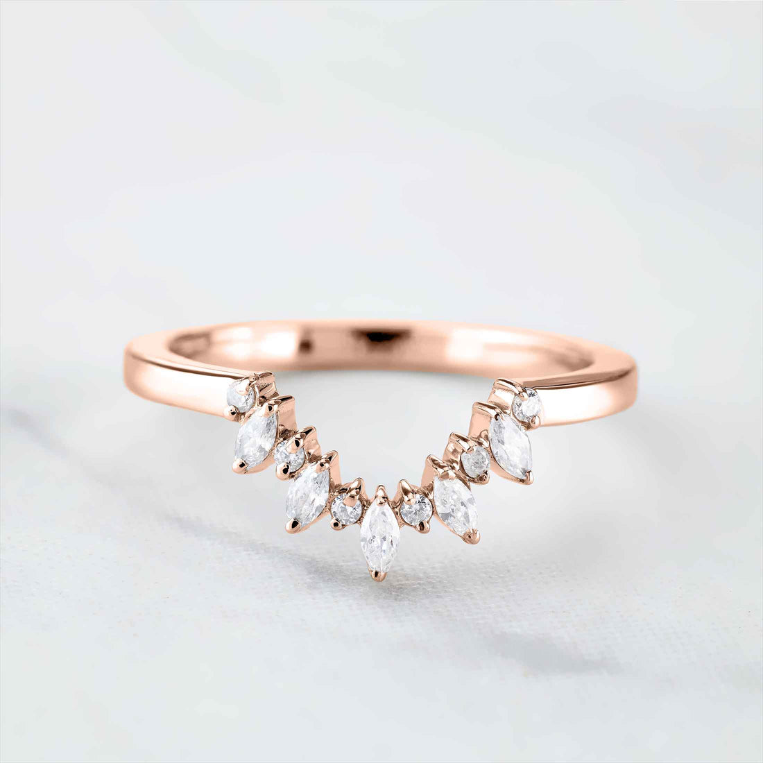 Moissanite Enhancer Band Curved Stacking Wedding Ring Guard