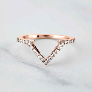 V Shaped Wedding Band Moissanite Chevron Ring Enhancer