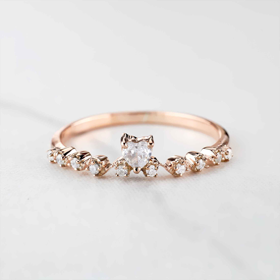 Heart Moissanite Wedding Ring Stacking Band Anniversary Gift