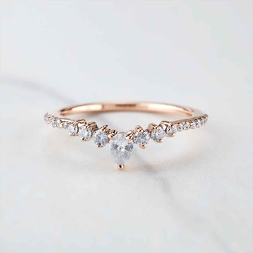 Curved Enhancer Wedding Band AAA CZ Diamond Engagement Ring Art Deco