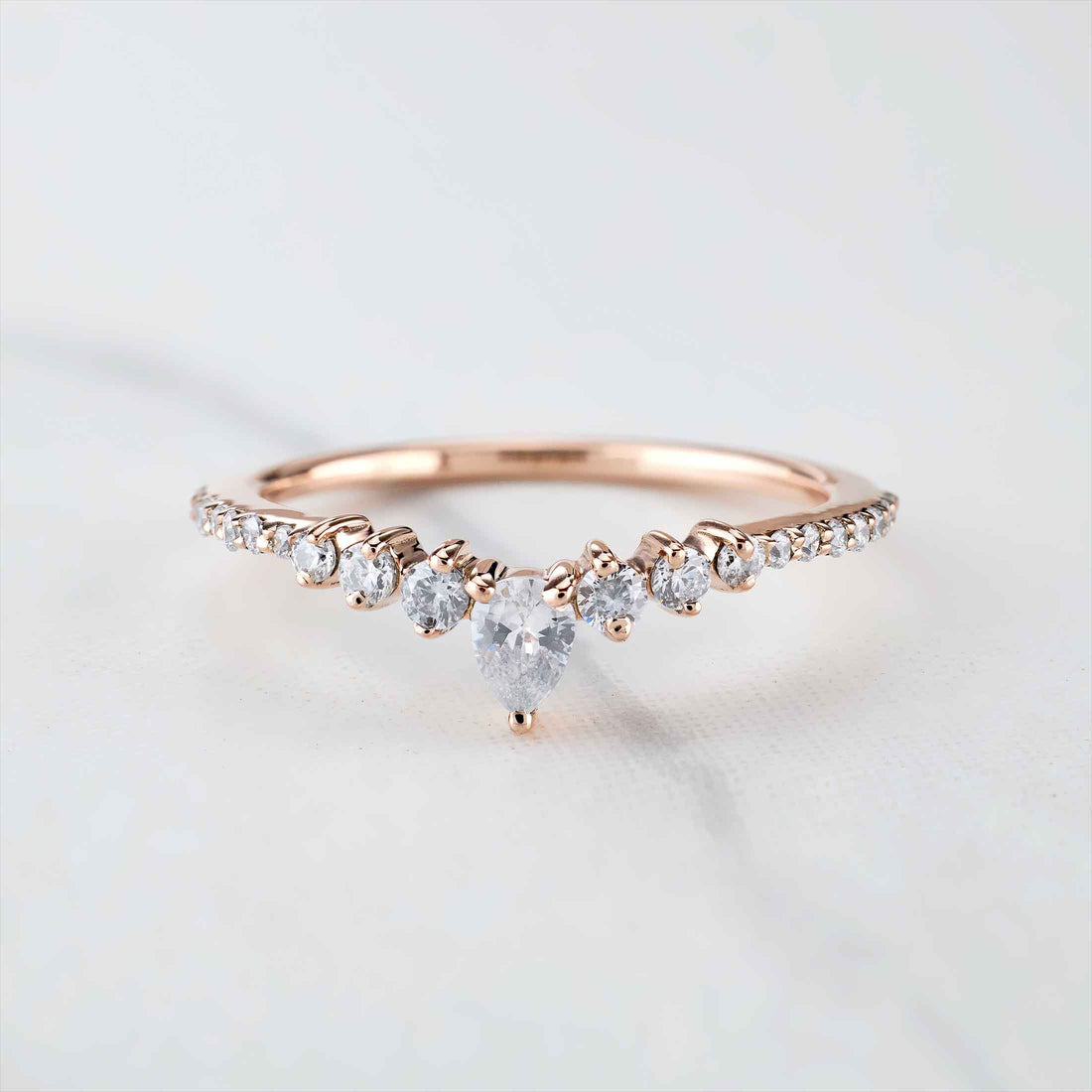 Curved Enhancer Wedding Band Tiara Style AAA CZ Diamond Engagement Ring Art Deco