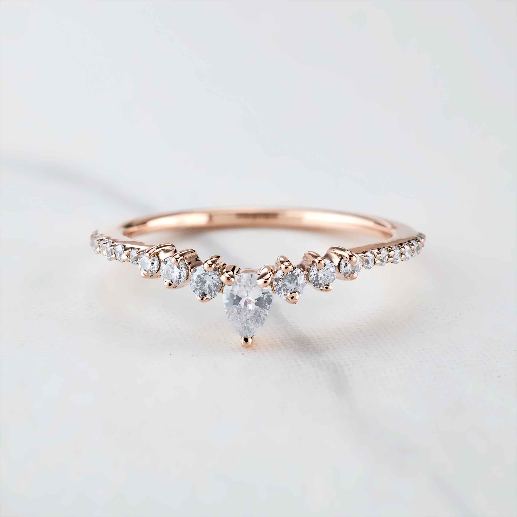 Curved Enhancer Wedding Band Tiara Style AAA CZ Diamond Engagement Ring Art Deco